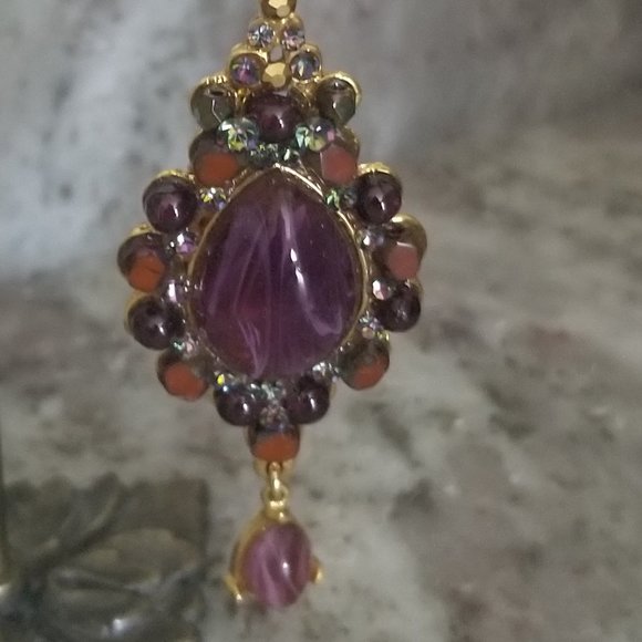 HOLIDAY STATEMENT JOSE & MARIA BARRERA PURPLE CRYSTAL DANGLE CHANDELIER EARRINGS - Picture 10 of 16